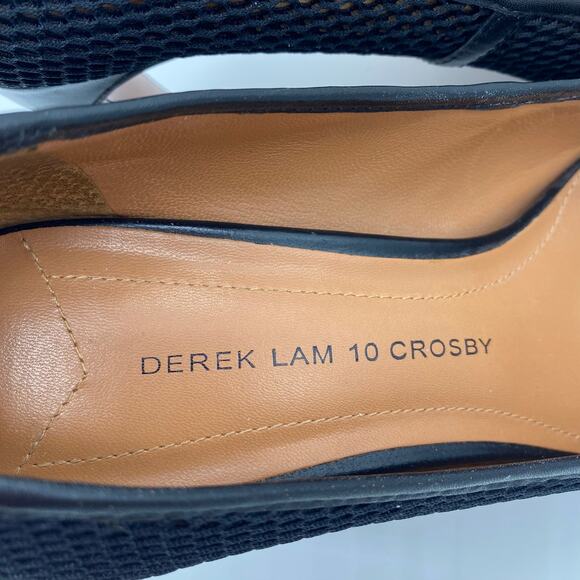 Derek Lam 10 Crosby Black Net Mesh Point Toe Pump Heels Preppy Women's size 8 - Picture 7 of 9
